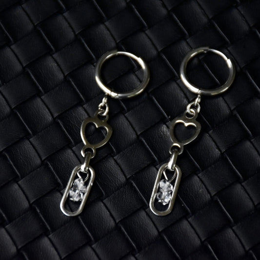 Hearts & Crystals Stainless Steel Earrings