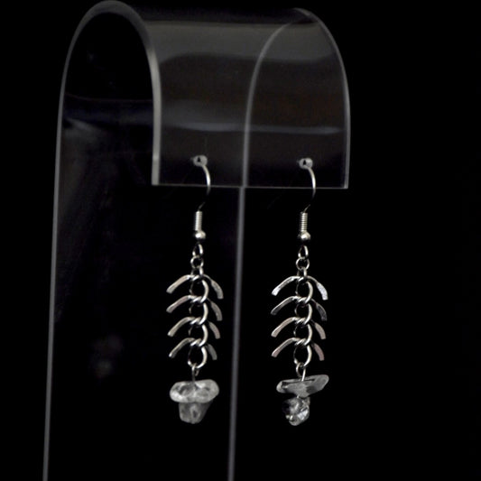 Clear Quartz Spinal Stainless Steel Earrings