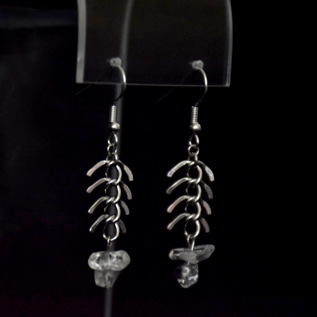 Clear Quartz Spinal Stainless Steel Earrings