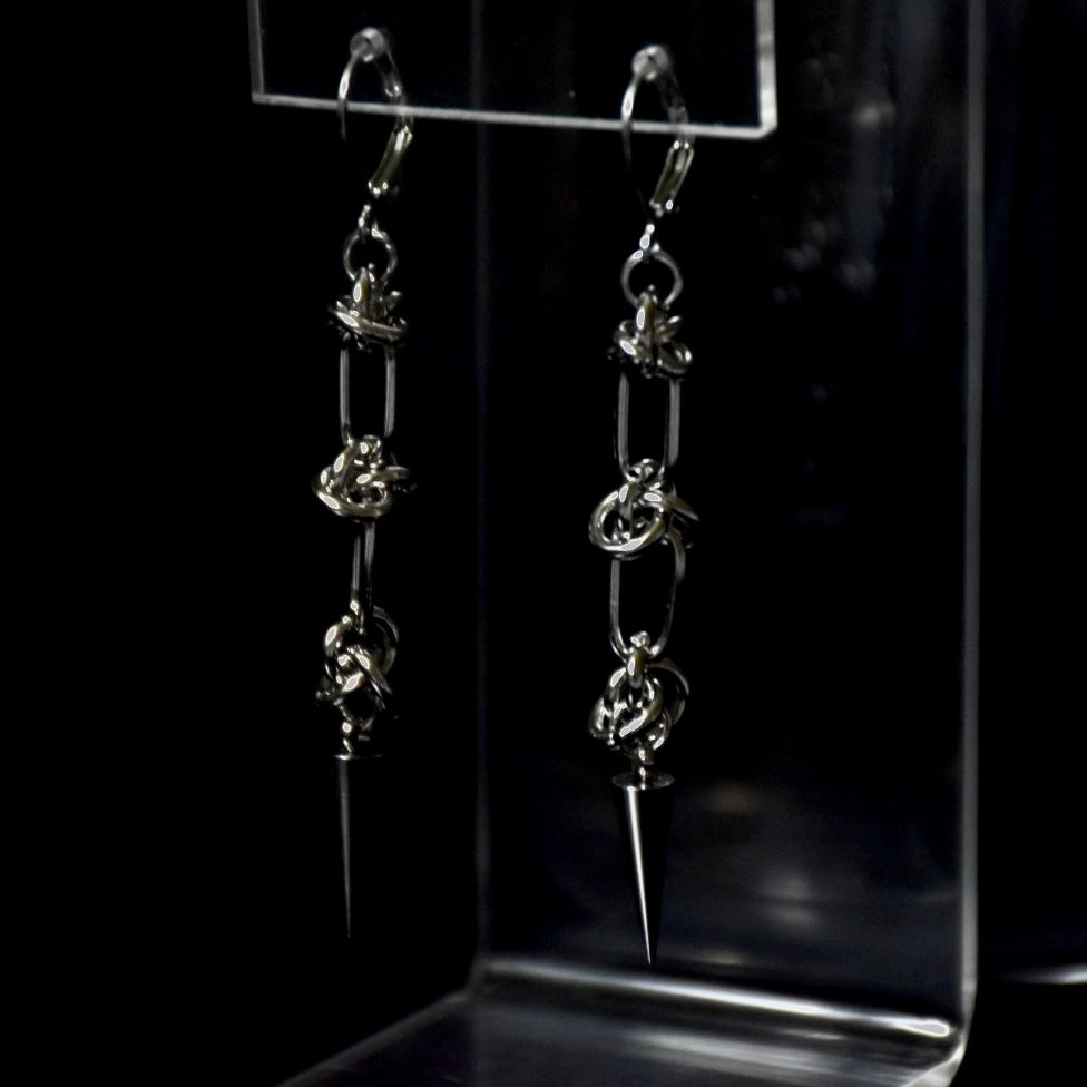 Barbed Spike Drop Stainless Steel Earrings