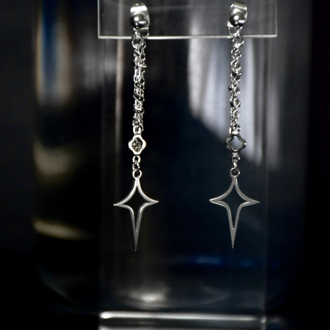 Starlit Rosary Chain Drop Stainless Steel Earrings