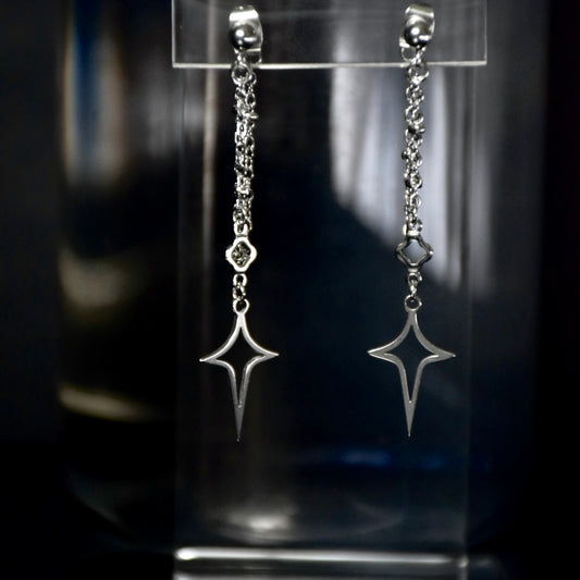 Starlit Rosary Chain Drop Stainless Steel Earrings