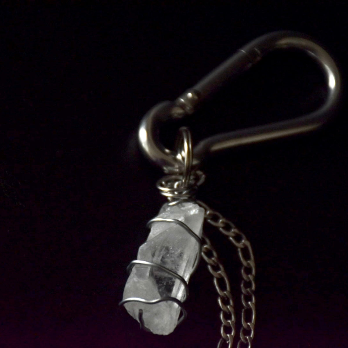Clear Quartz Figaro Chain Carabiner