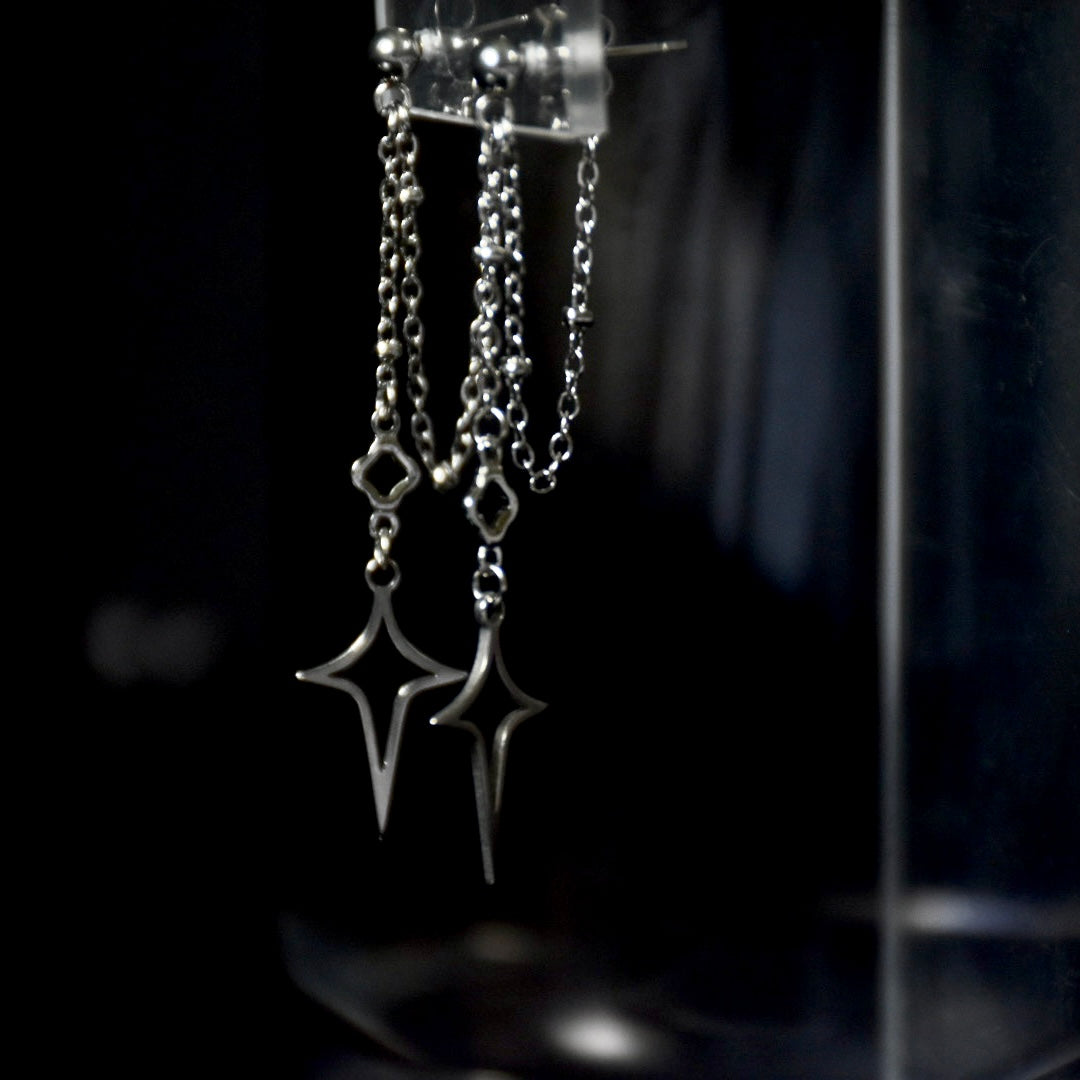 Starlit Rosary Chain Drop Stainless Steel Earrings