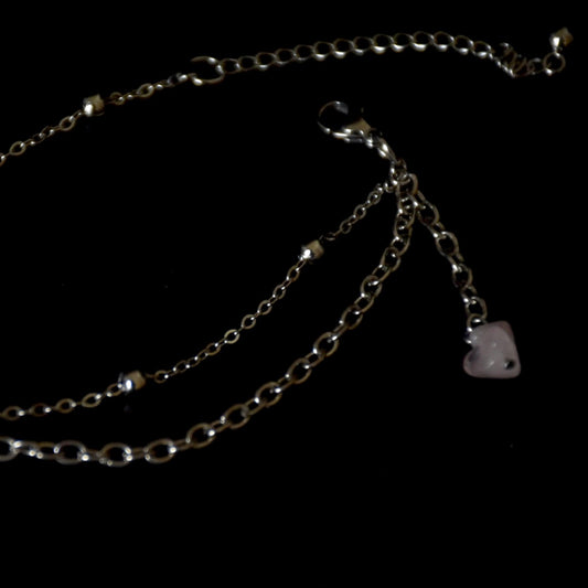 Rose Quartz Drop Chain Stainless Steel Bracelet