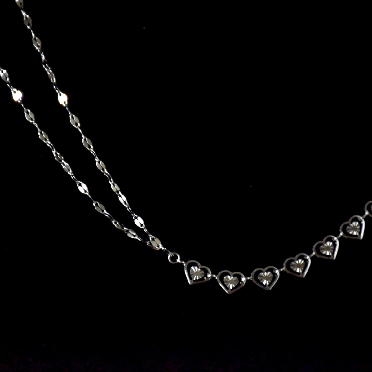 Hearts & Mirror Asymptomatic Chain Stainless Steel Necklace