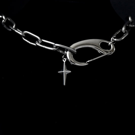 Star Drop Carabiner Stainless Steel Necklace