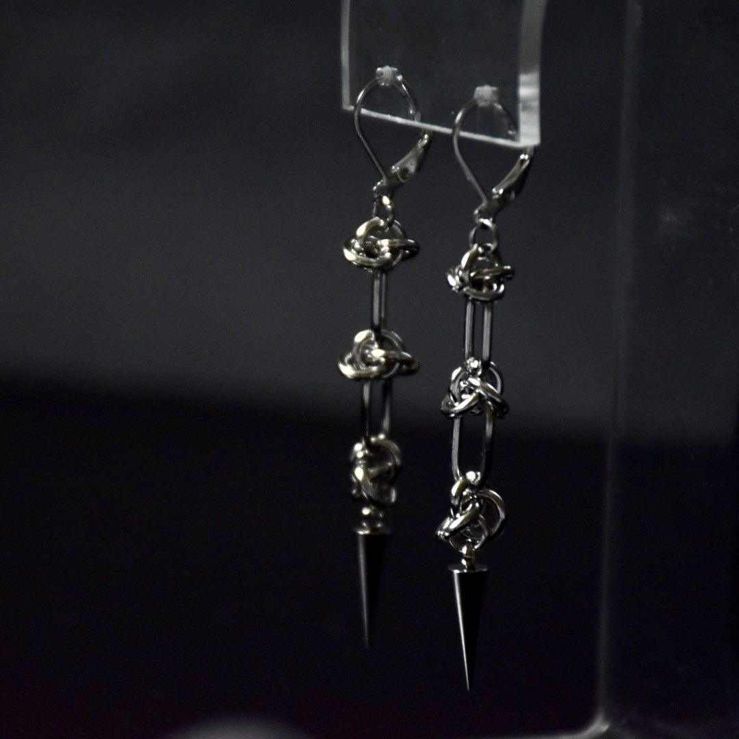 Barbed Spike Drop Stainless Steel Earrings