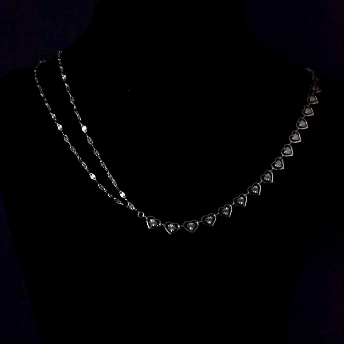 Hearts & Mirror Asymptomatic Chain Stainless Steel Necklace