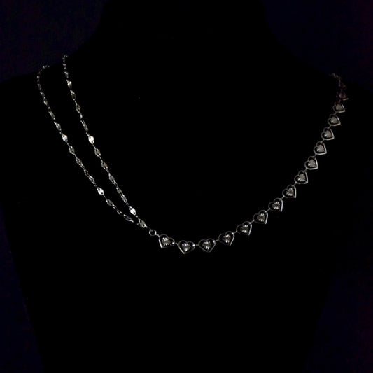 Hearts & Mirror Asymptomatic Chain Stainless Steel Necklace