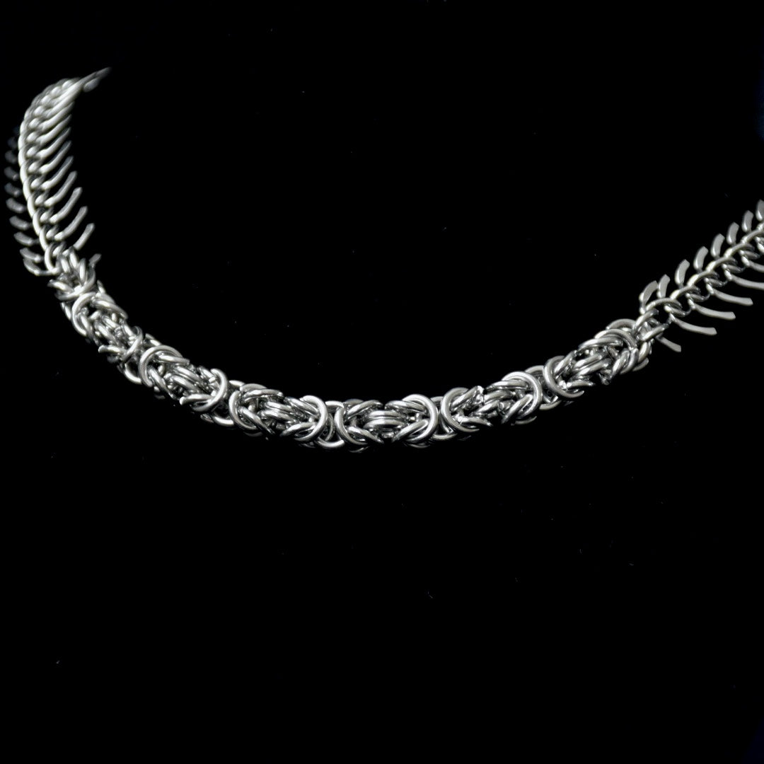 Fishbone Chainmail Stainless Steel Necklace