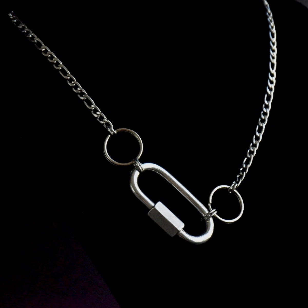 Carabiner Figaro Chain Stainless Steel Choker