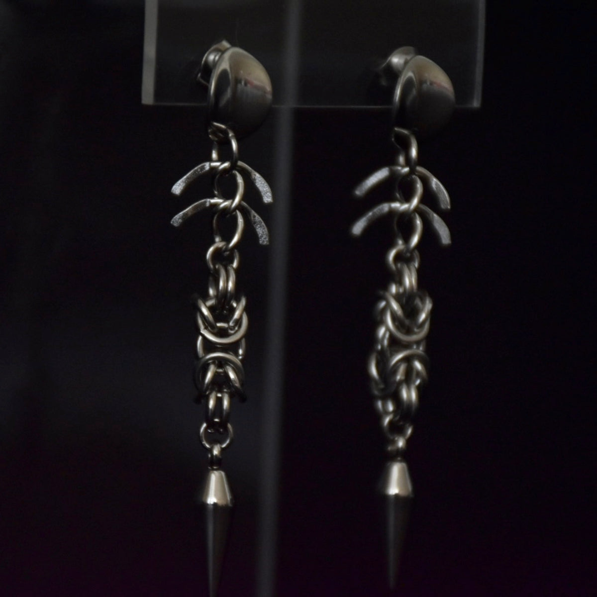 Chainmail Spinal Stainless Steel Earrings