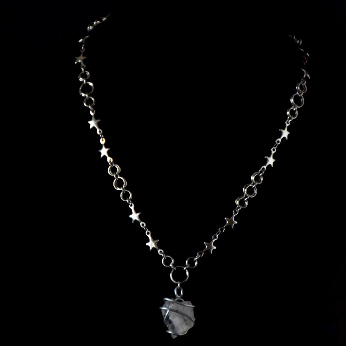 Rose Quartz Stars Stainless Steel Choker