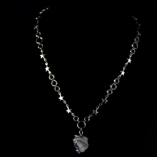 Rose Quartz Stars Stainless Steel Choker