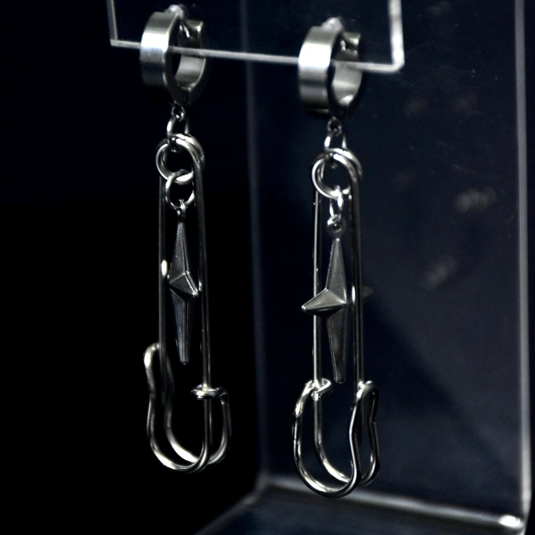 Chunky Safety Pin Stainless Steel Earrings
