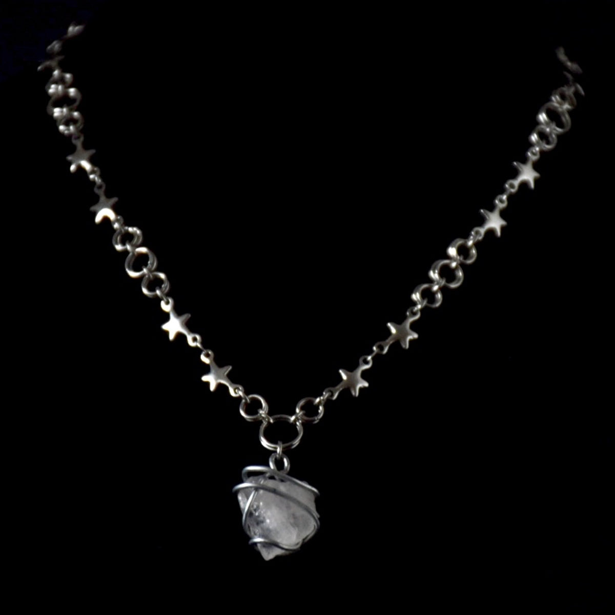 Rose Quartz Stars Stainless Steel Choker