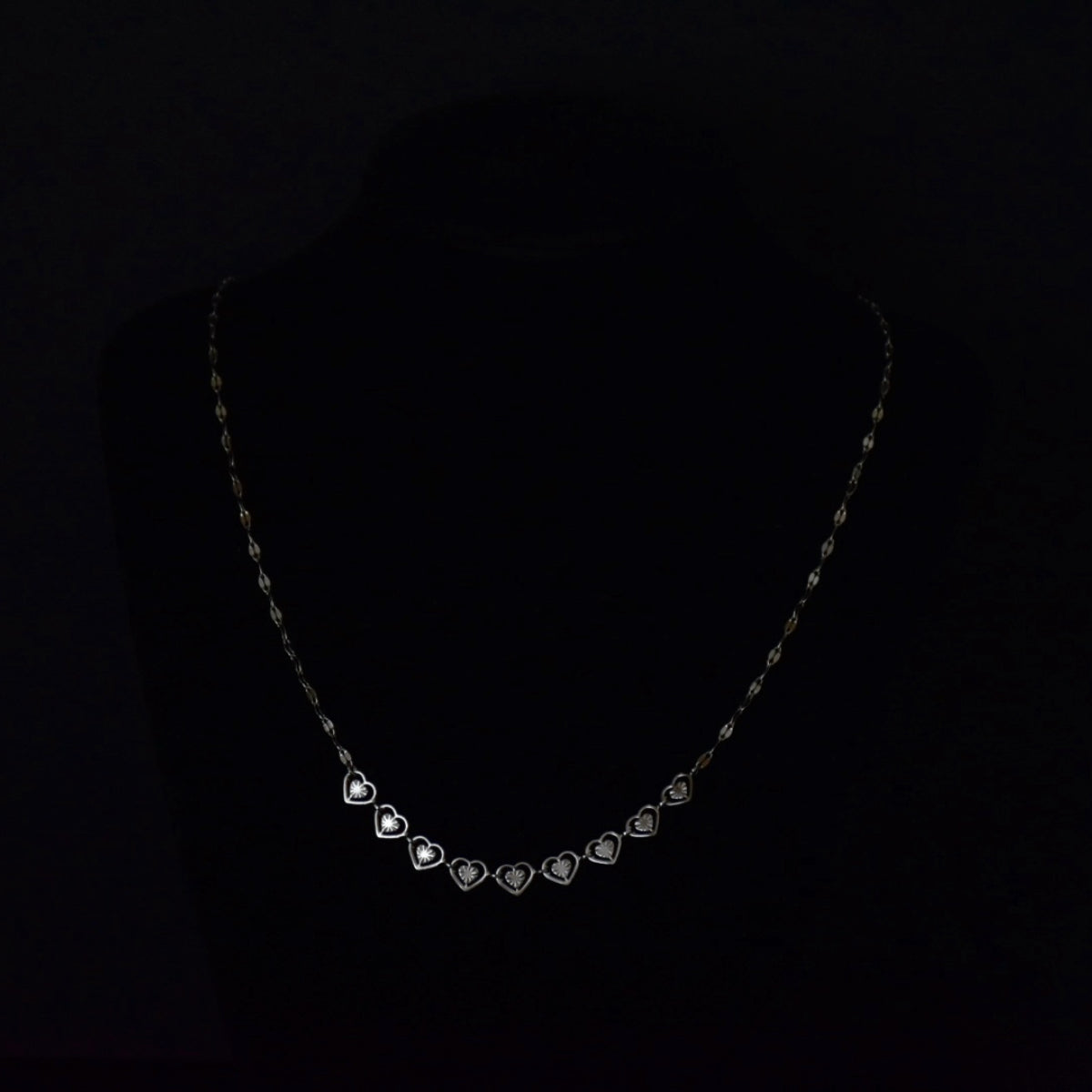 Hearts & Mirror Chain Stainless Steel Necklace