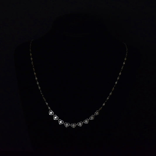 Hearts & Mirror Chain Stainless Steel Necklace