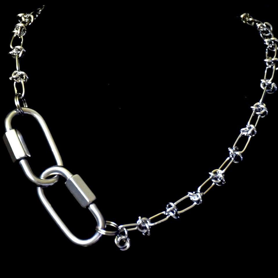 Barbed Chain Double Carabiner Stainless Steel Choker