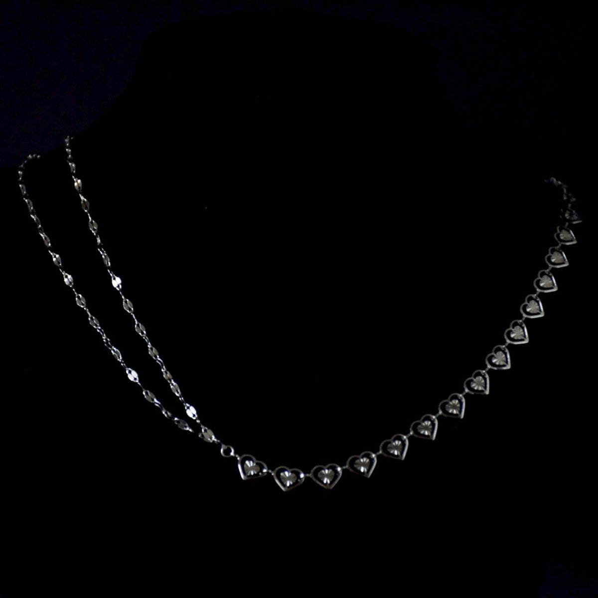 Hearts & Mirror Asymptomatic Chain Stainless Steel Necklace