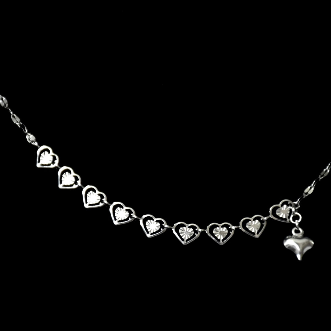 Hearts & Mirror Chain Stainless Steel Necklace