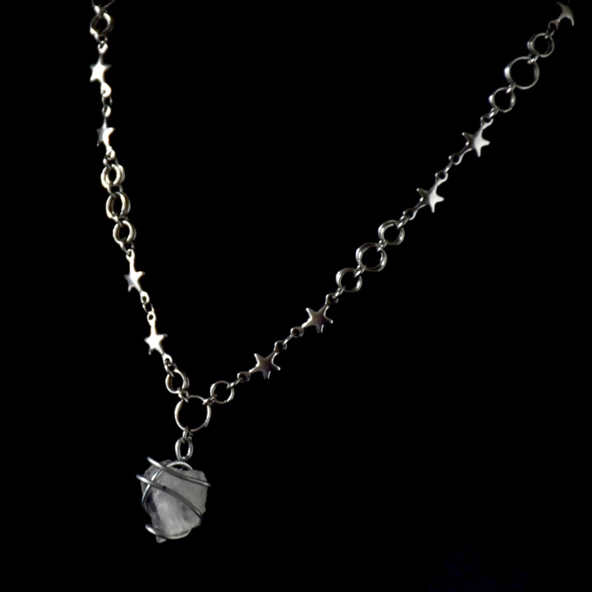 Rose Quartz Stars Stainless Steel Choker