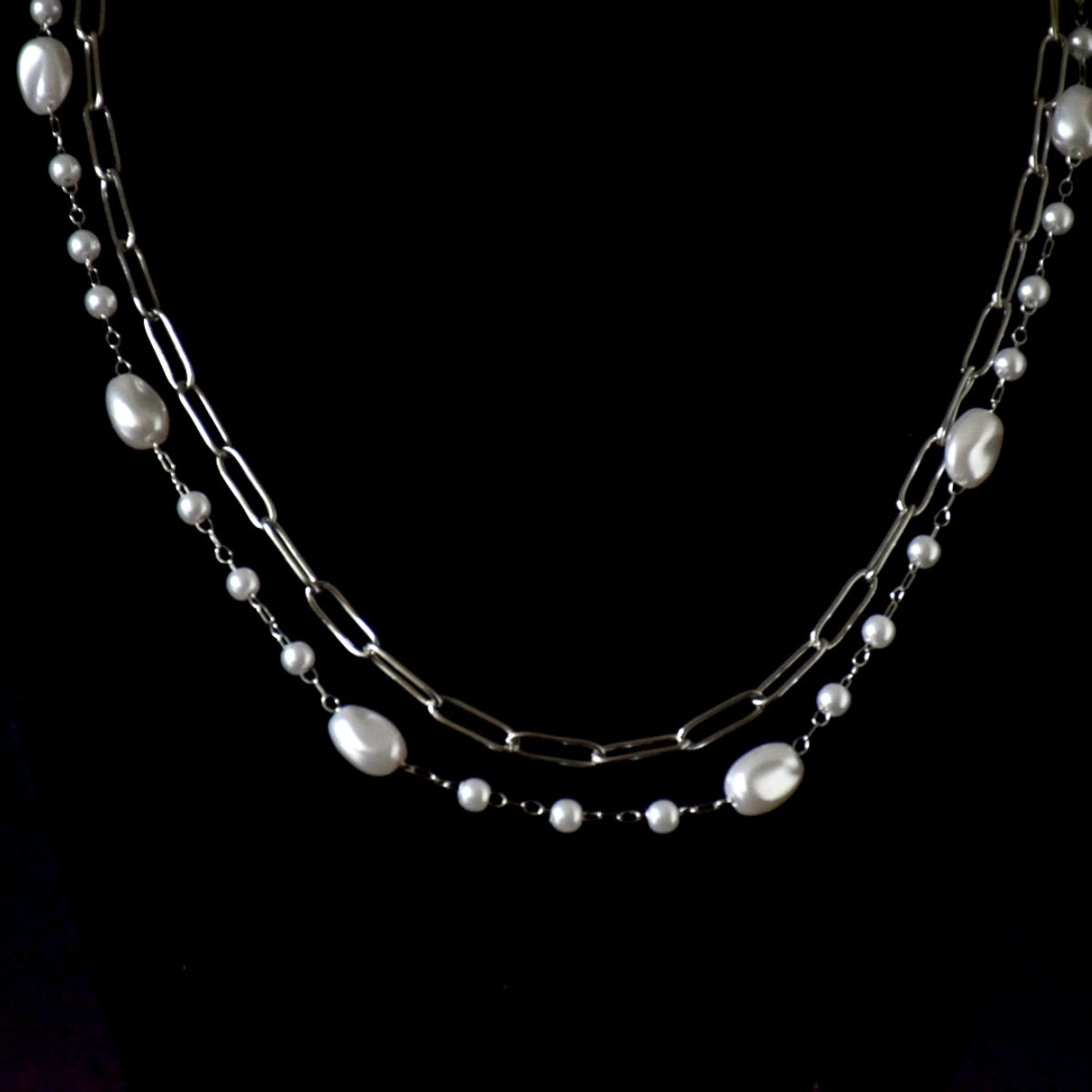 Pearls & Chains Stainless Steel Necklace