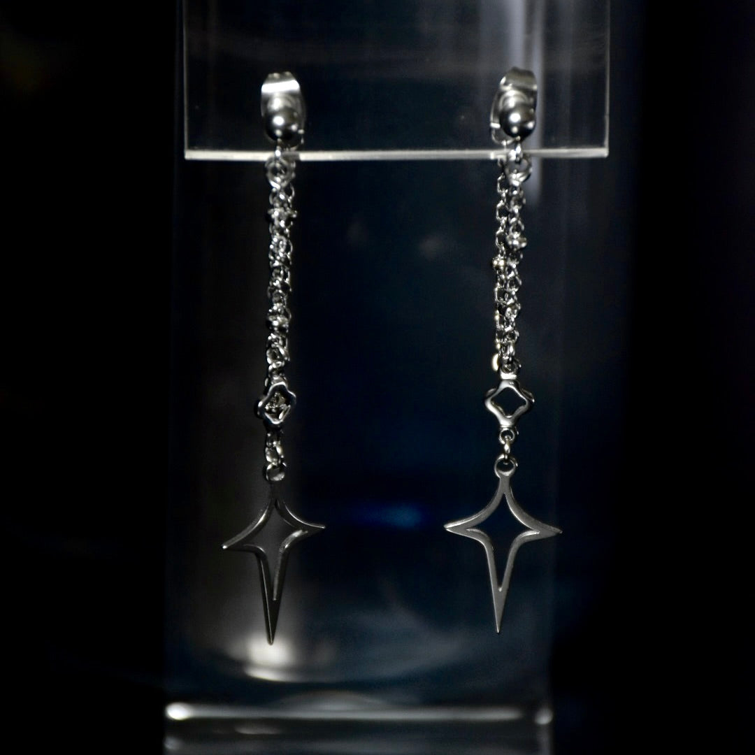 Starlit Rosary Chain Drop Stainless Steel Earrings