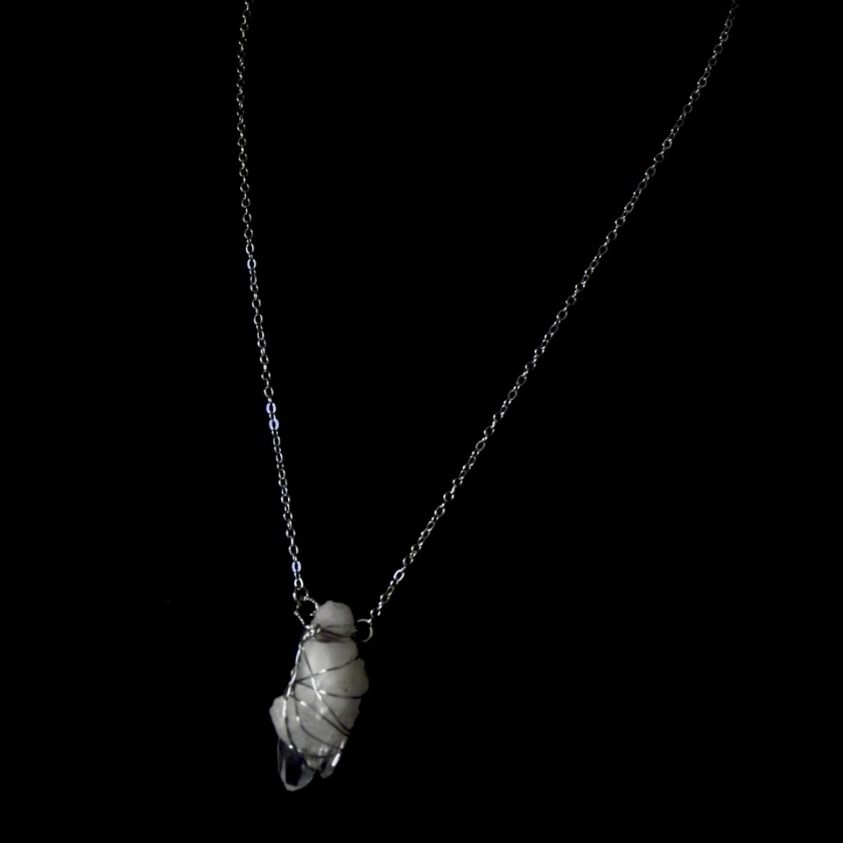 Raw Clear Quartz Stainless Steel Necklace