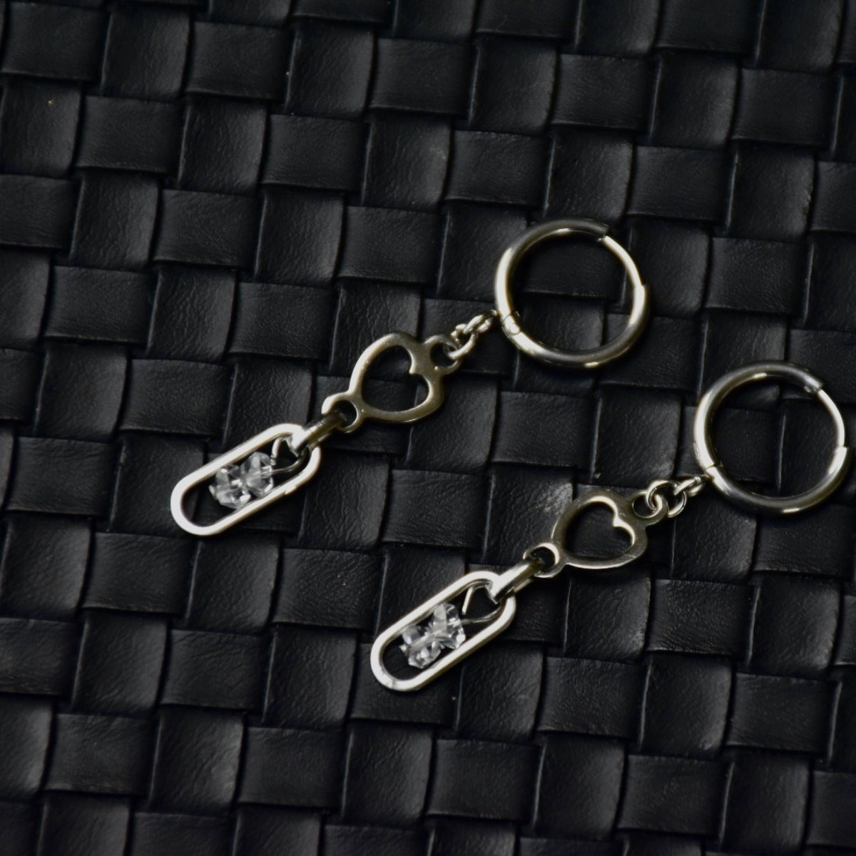 Hearts & Crystals Stainless Steel Earrings