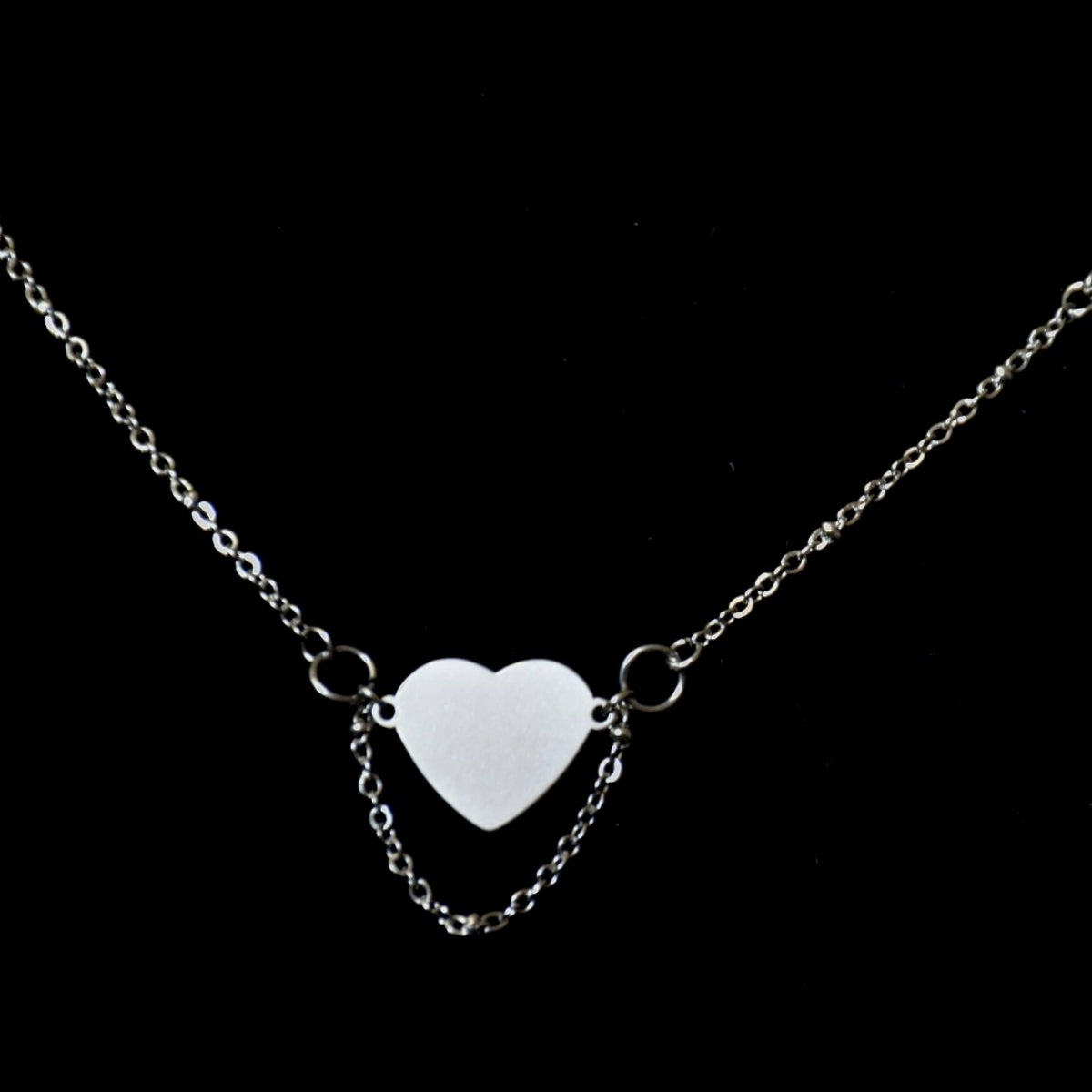 Rosary Heart Two Chain Stainless Steel Necklace