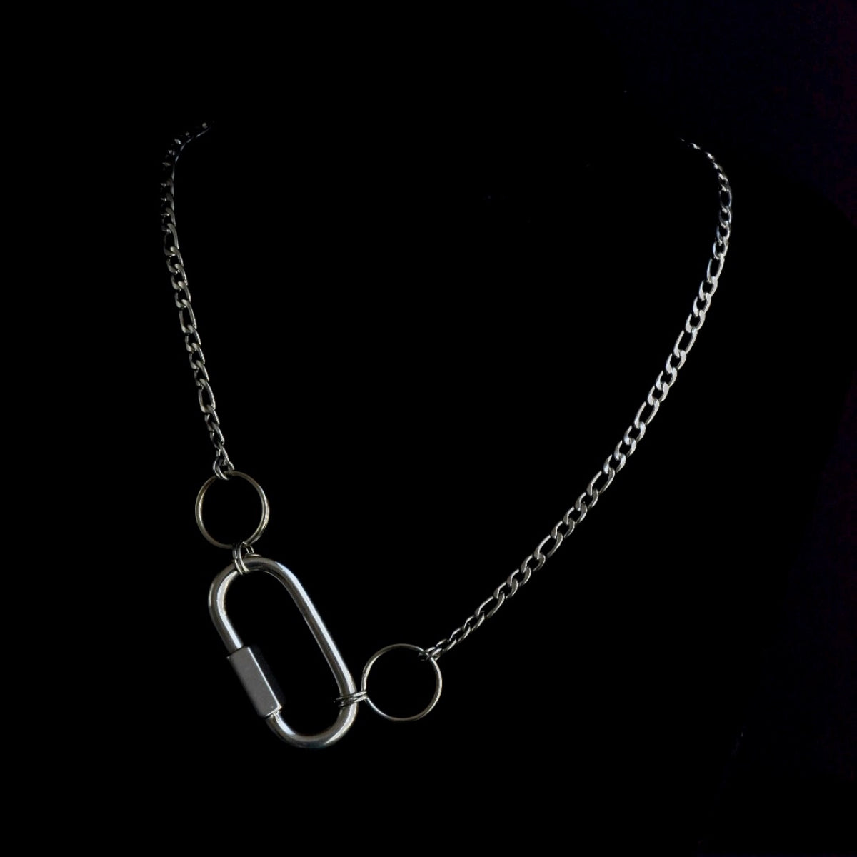 Carabiner Figaro Chain Stainless Steel Choker