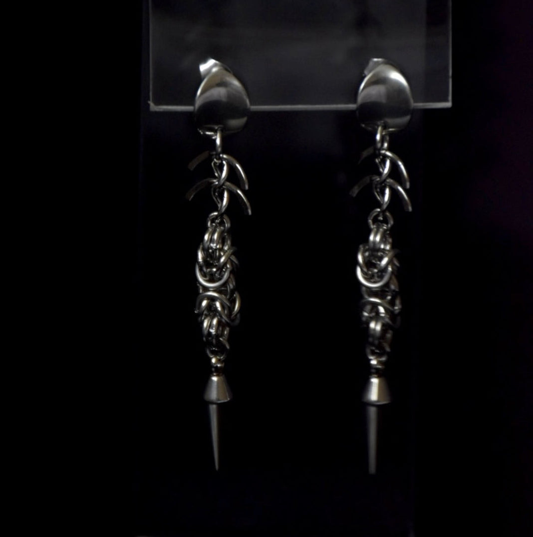 Chainmail Spinal Stainless Steel Earrings