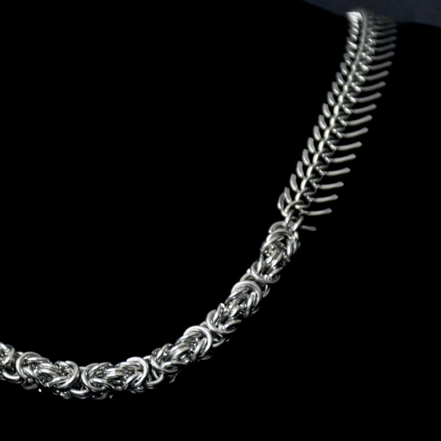 Fishbone Chainmail Stainless Steel Necklace