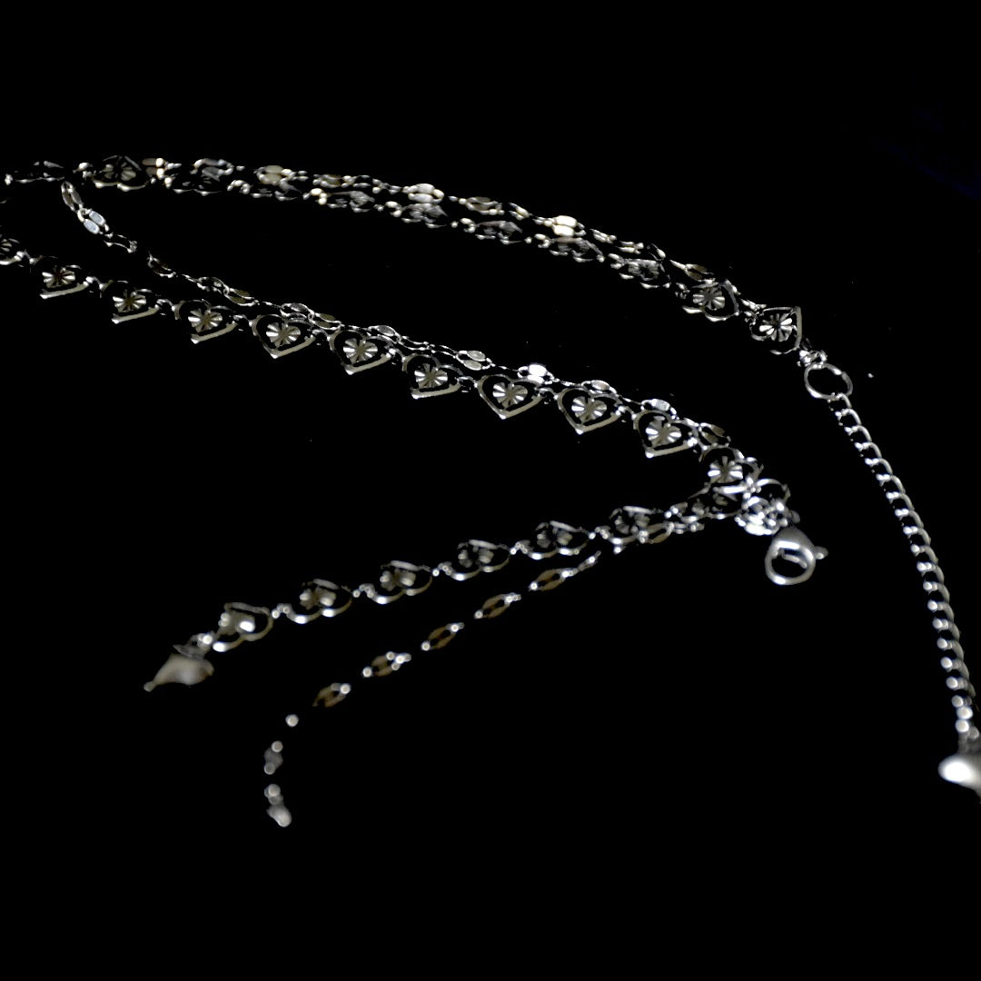Double Mirror Heart Drop Stainless Steel Bracelet