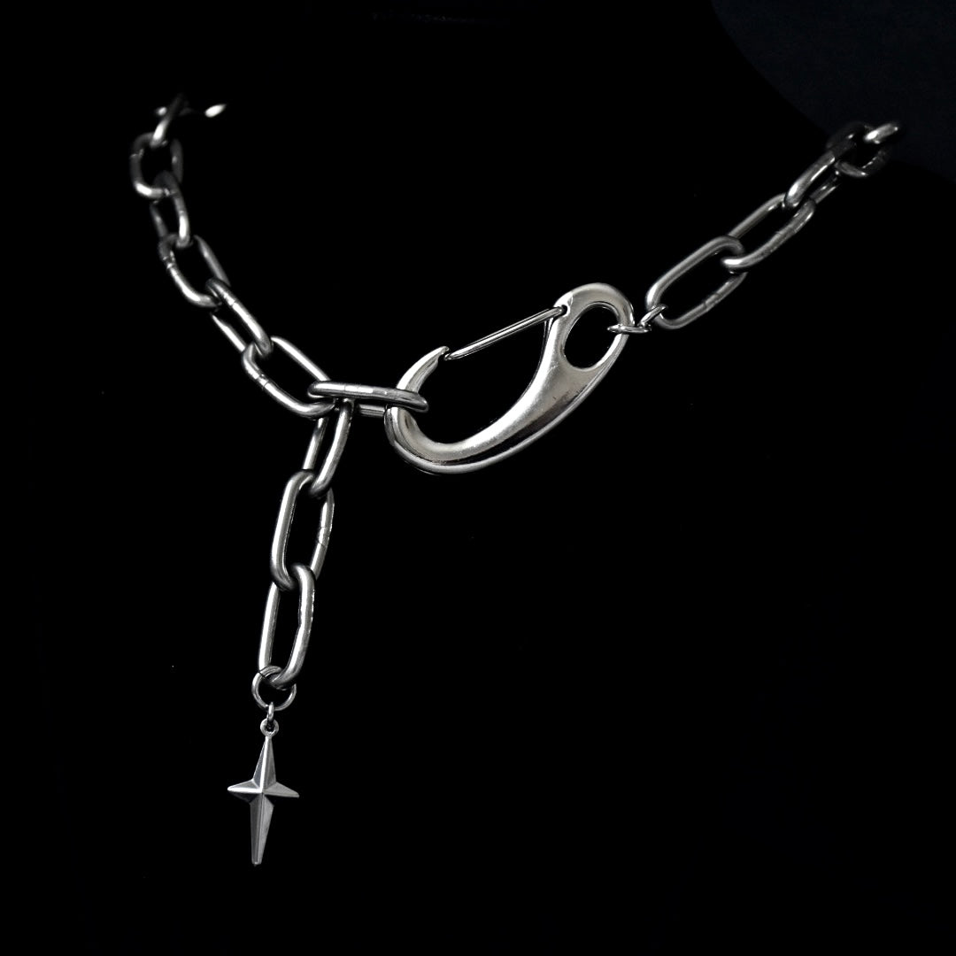 Star Drop Carabiner Stainless Steel Necklace