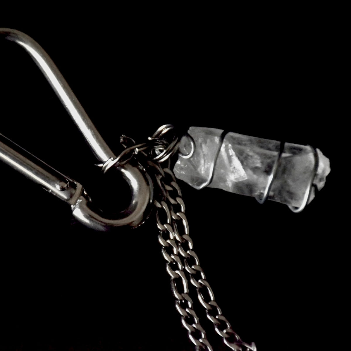 Clear Quartz Figaro Chain Carabiner