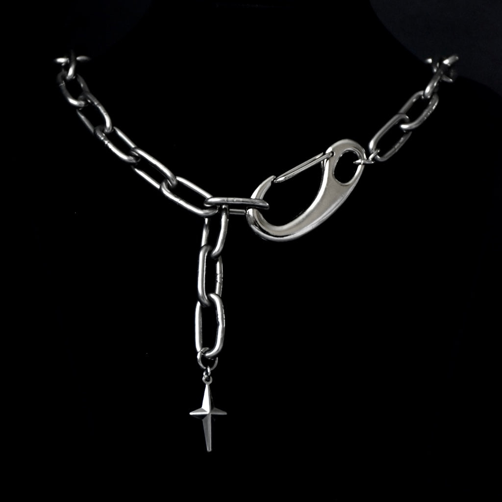 Star Drop Carabiner Stainless Steel Necklace