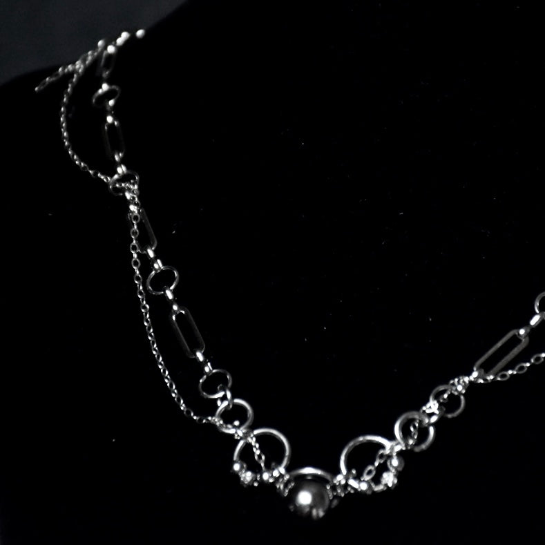 Beaded Draped Stainless Steel Necklace