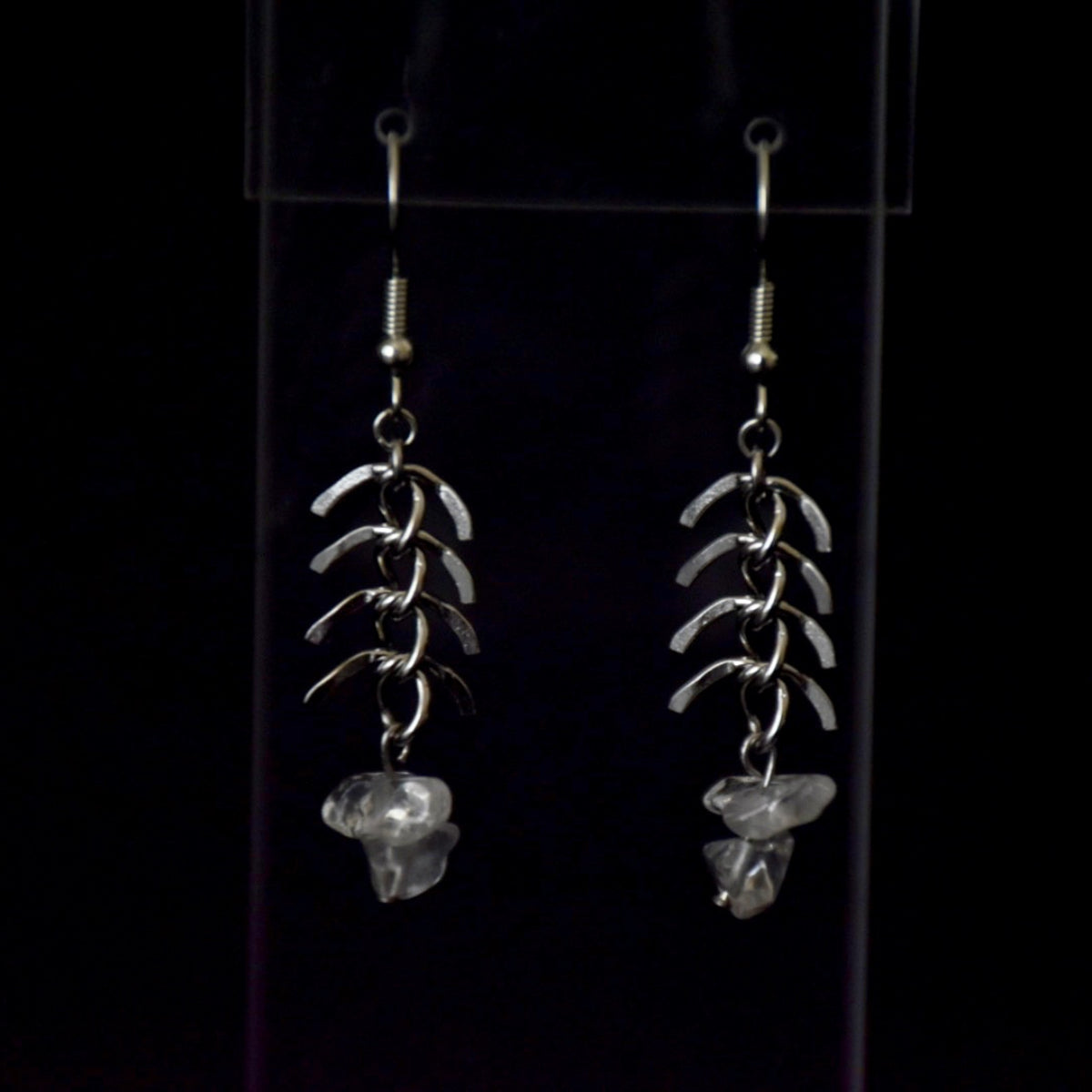 Clear Quartz Spinal Stainless Steel Earrings