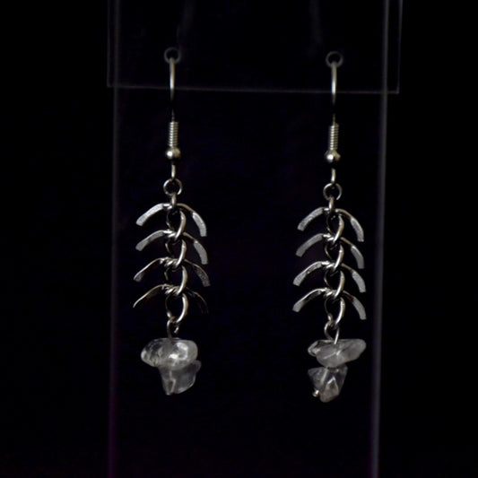Clear Quartz Spinal Stainless Steel Earrings