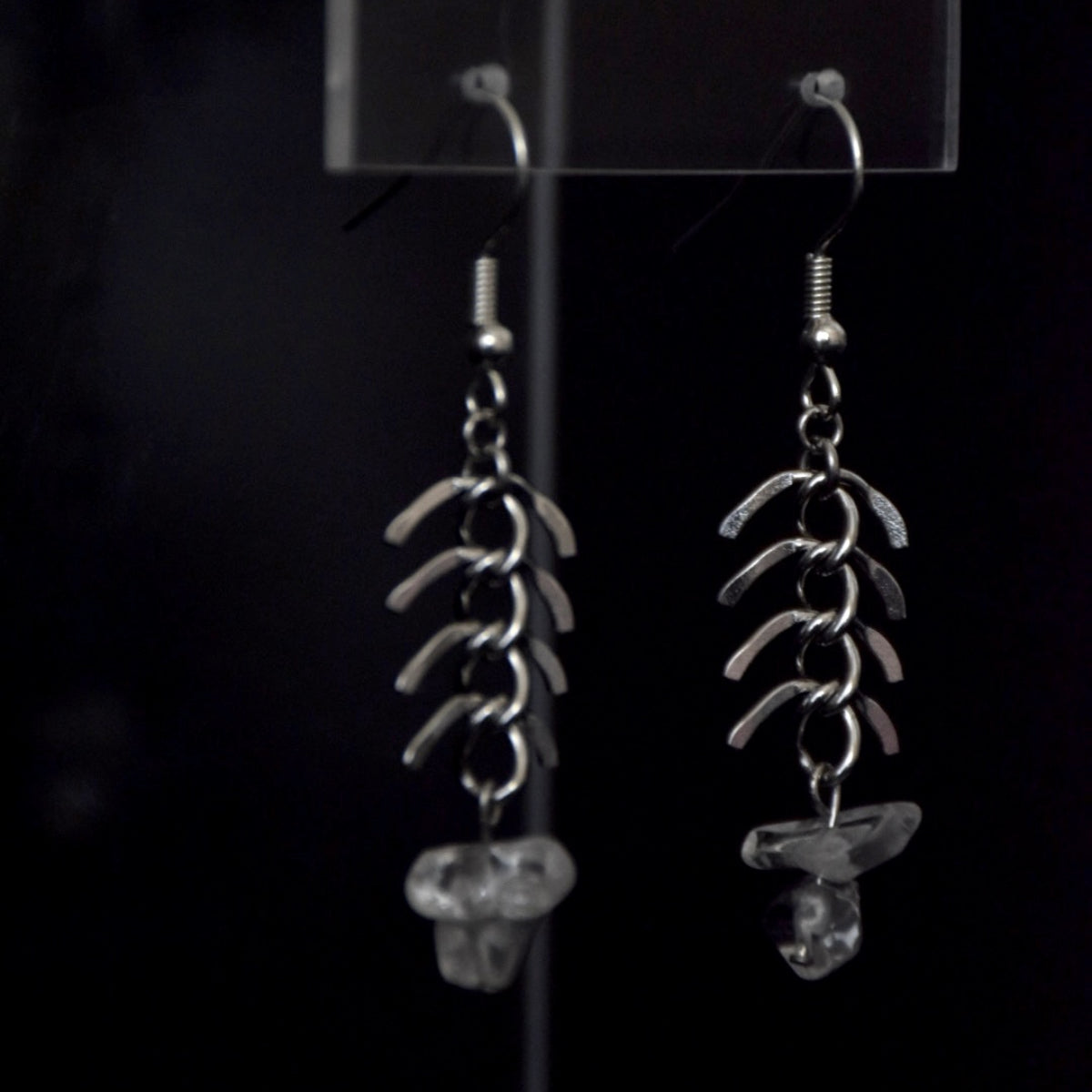 Clear Quartz Spinal Stainless Steel Earrings