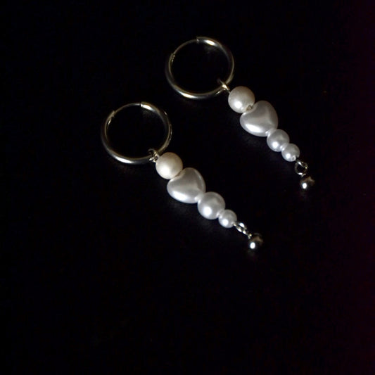 Pearl Beaded Drop Stainless Steel Earrings