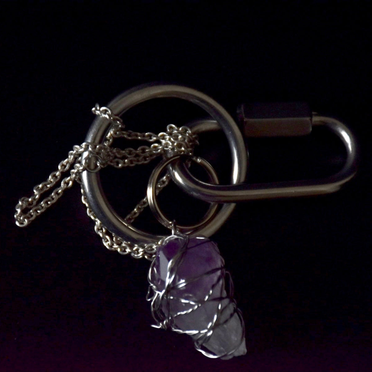 Amethyst Chained Stainless Steel Carabiner