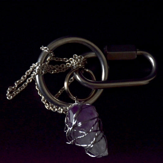 Amethyst Chained Stainless Steel Carabiner
