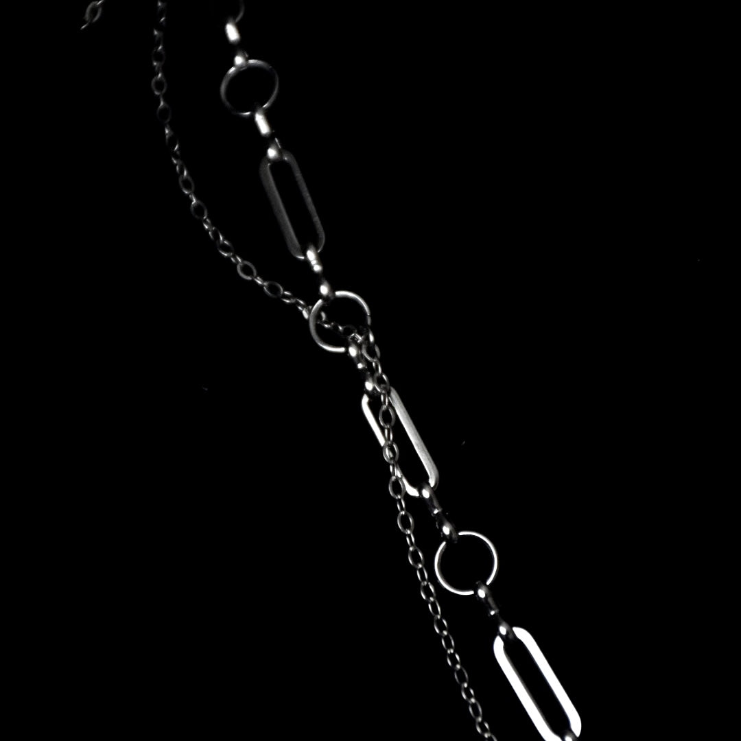 Beaded Draped Stainless Steel Necklace