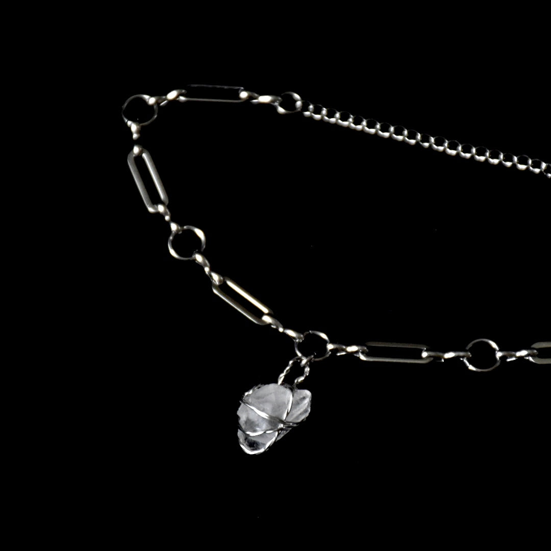 Rose Quartz Paperclip Stainless Steel Bracelet