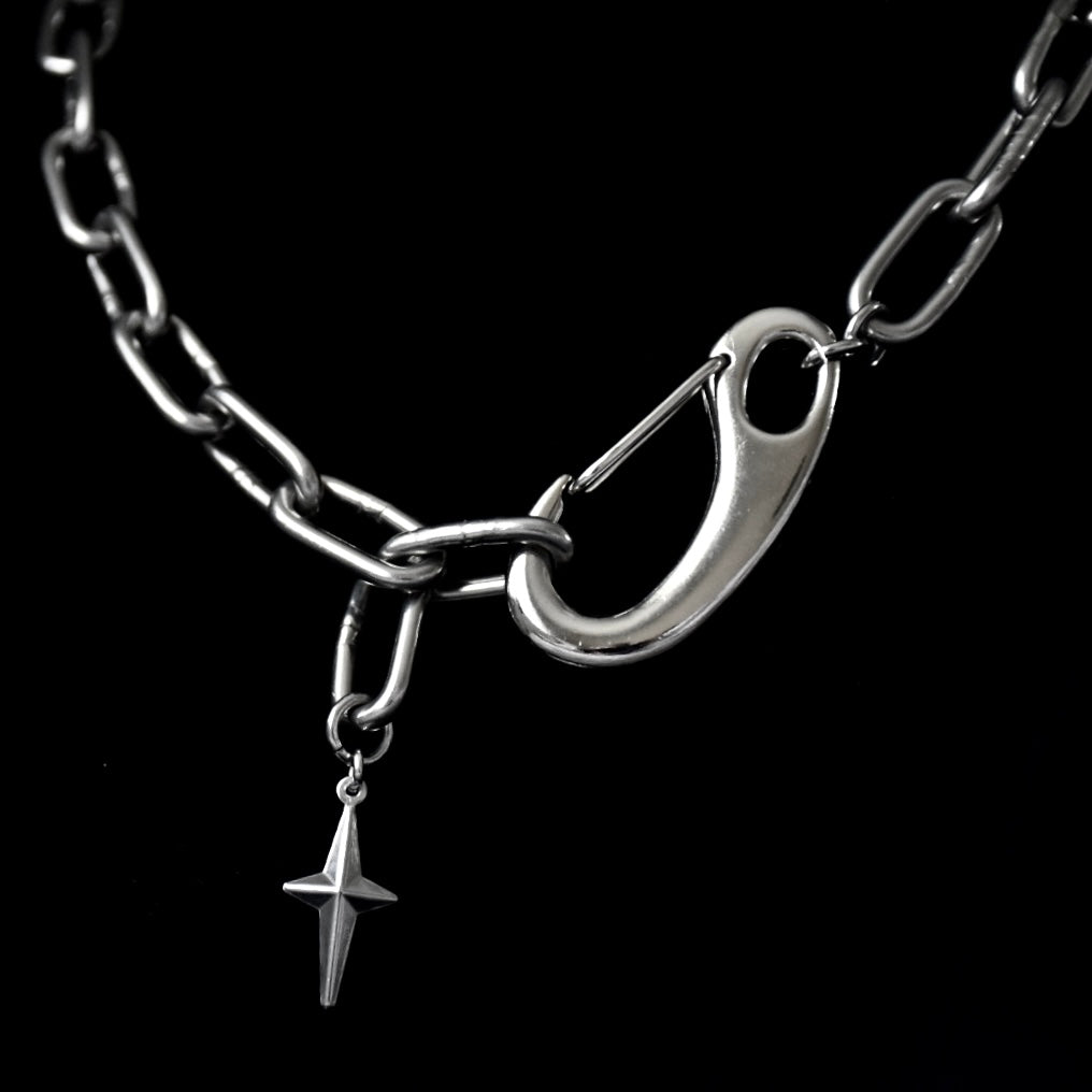 Star Drop Carabiner Stainless Steel Necklace