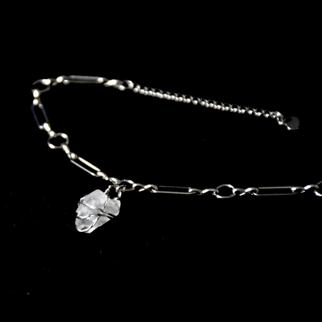 Rose Quartz Paperclip Stainless Steel Bracelet